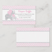 Elephant Baby Shower Diaper Raffle Ticket Pink Begleitkarte (Vorne/Hinten)