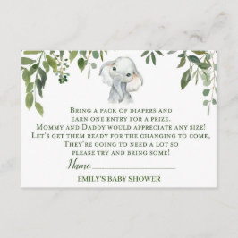 Elephant Baby Shower Diaper-Umlaufkarte Begleitkarte