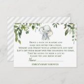 Elephant Baby Shower Diaper-Umlaufkarte Begleitkarte (Vorne/Hinten)