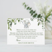 Elephant Baby Shower Diaper-Umlaufkarte Begleitkarte (Stehend Vorderseite)
