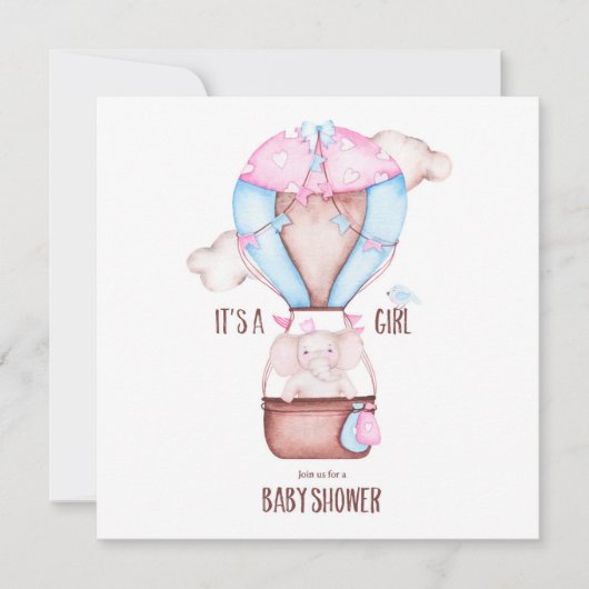 Elephant Baby Shower Einladung (Vorderseite)