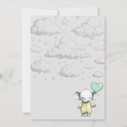 Elephant Baby Shower Einladung (Rückseite)