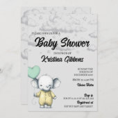 Elephant Baby Shower Einladung (Vorne/Hinten)