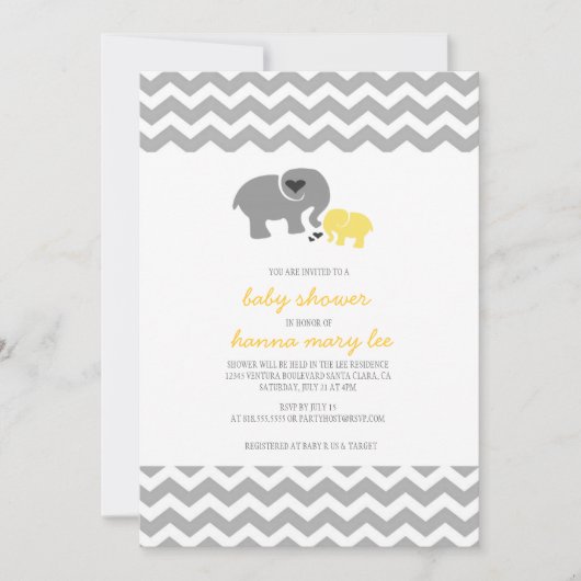 Elephant Baby Shower Einladung (Vorderseite)