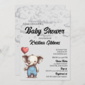 Elephant Baby Shower Einladung (Vorne/Hinten)