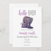Elephant Baby Shower Einladung (Vorne/Hinten)