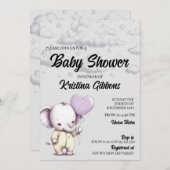 Elephant Baby Shower Einladung (Vorne/Hinten)