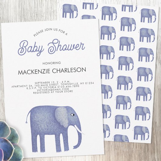 Elephant Baby Shower Einladung