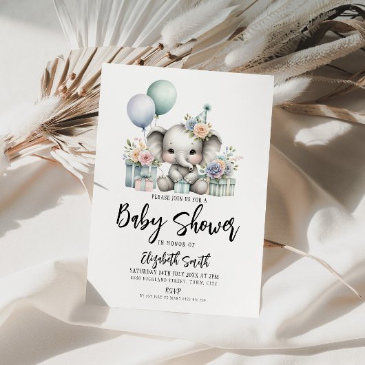 Elephant Baby Shower Einladung