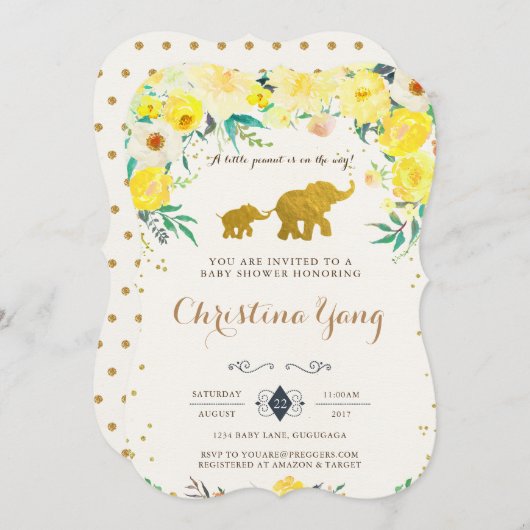 Elephant Baby Shower Einladung (Vorne/Hinten)