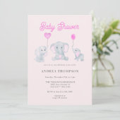 Elephant Baby Shower Einladung (Stehend Vorderseite)