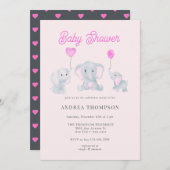 Elephant Baby Shower Einladung (Vorne/Hinten)