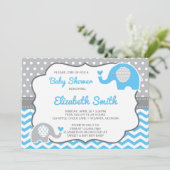 Elephant Baby Shower Einladung, bearbeitbare Farbe Einladung (Stehend Vorderseite)