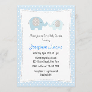 Elephant Baby Shower Einladung Blau