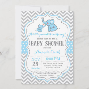 Elephant Baby Shower Einladung Blau und Grau