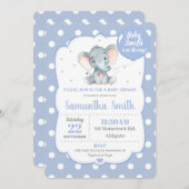 Elephant Baby Shower Einladung Blue Polka Dot Boy (Vorne/Hinten)