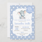 Elephant Baby Shower Einladung Blue Polka Dot Boy (Vorderseite)