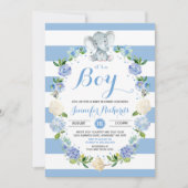 Elephant Baby Shower Einladung Boy Baby Dusche (Vorderseite)
