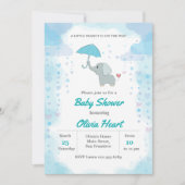 Elephant Baby Shower Einladung, Boy Baby Shower Einladung (Vorderseite)