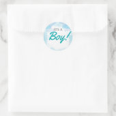 Elephant Baby Shower Einladung, Boy Baby Shower Runder Aufkleber (Tasche)