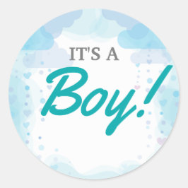 Elephant Baby Shower Einladung, Boy Baby Shower Runder Aufkleber