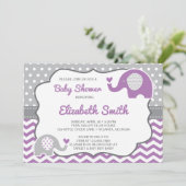 Elephant Baby Shower Einladung, EDITABLE FARBE Einladung (Stehend Vorderseite)