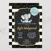 Elephant Baby Shower Einladung Es ist ein Junge (Vorne/Hinten)
