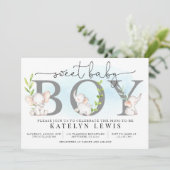 Elephant Baby Shower Einladung für einen Jungen (Stehend Vorderseite)