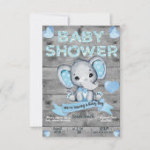 Elephant Baby Shower Einladung für Jungen Editable (Vorderseite)