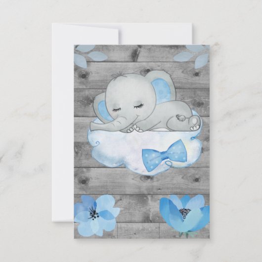 Elephant Baby Shower Einladung für Jungen Editable (Rückseite)
