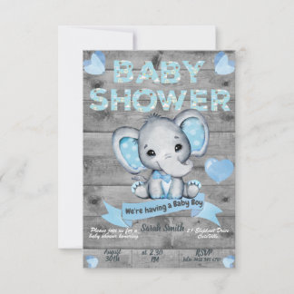 Elephant Baby Shower Einladung für Jungen Editable