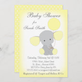 Elephant Baby Shower Einladung Gelb Grau (Vorne/Hinten)