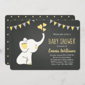 Elephant Baby Shower Einladung Gelb Grau Schwarz (Vorne/Hinten)