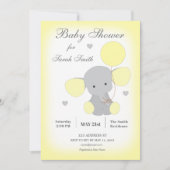 Elephant Baby Shower Einladung gelb-neutral (Vorderseite)