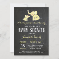 Elephant Baby Shower Einladung Gelb und Grau