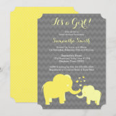 Elephant Baby Shower Einladung Gelb und Grau (Vorne/Hinten)