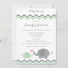Elephant Baby Shower Einladung | Green Gray Zickza