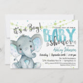 Elephant Baby Shower Einladung, Junge Einladung (Vorderseite)
