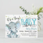 Elephant Baby Shower Einladung, Junge Einladung (Stehend Vorderseite)