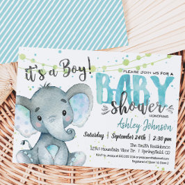 Elephant Baby Shower Einladung, Junge Einladung