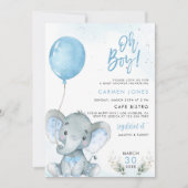 Elephant Baby Shower Einladung mit Blue Balloon (Vorderseite)