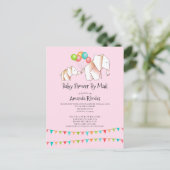 Elephant Baby Shower Einladung per Mail Pink (Stehend Vorderseite)