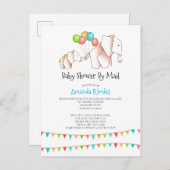 Elephant Baby Shower Einladung per Mail White (Vorne/Hinten)