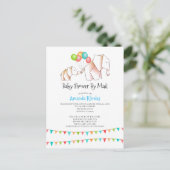 Elephant Baby Shower Einladung per Mail White (Stehend Vorderseite)