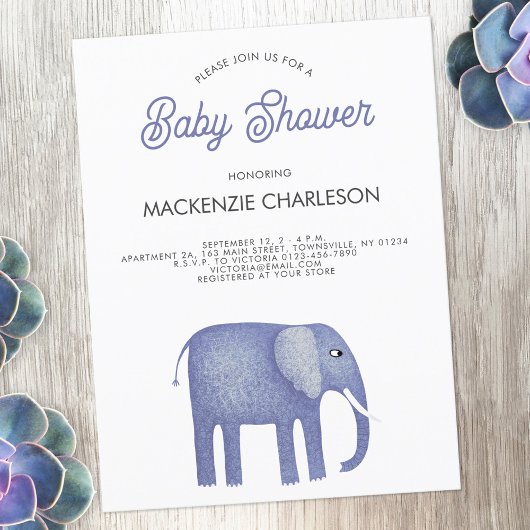 Elephant Baby Shower Einladung Postkarte