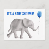 Elephant Baby Shower Einladung Postkarte, blau
