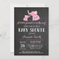 Elephant Baby Shower Einladung Rosa und Grau