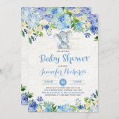 Elephant Baby Shower Einladung Rustic Boy Shower (Vorne/Hinten)