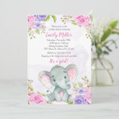 Elephant Baby Shower Einladung Wasserfarbe (Stehend Vorderseite)