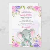 Elephant Baby Shower Einladung Wasserfarbe (Vorne/Hinten)